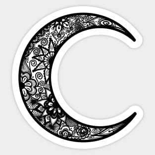 Black Henna Crescent Moon Sticker